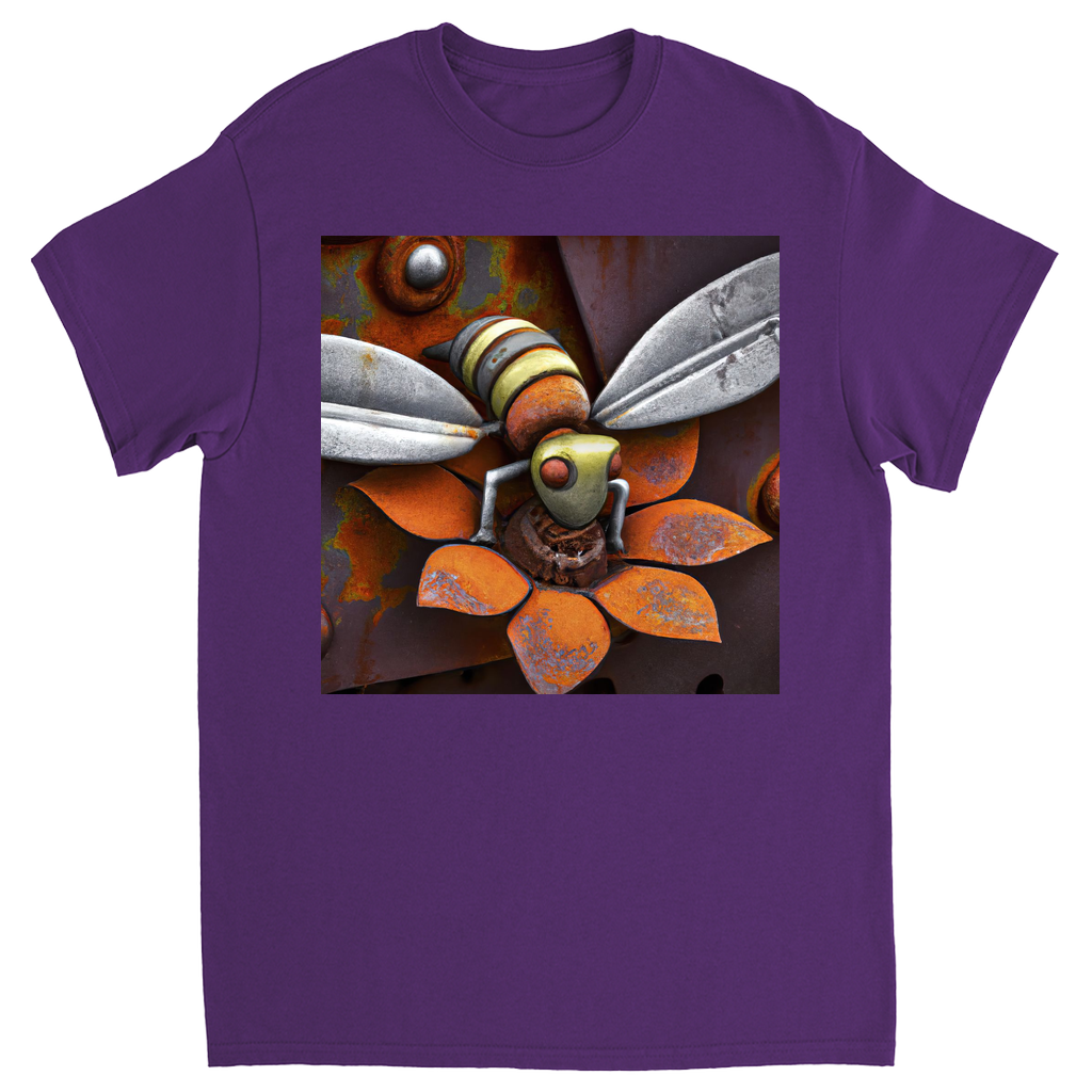 Rusted Bee 14 Unisex Adult T-Shirt Purple Shirts & Tops apparel Rusted Metal Bee 14