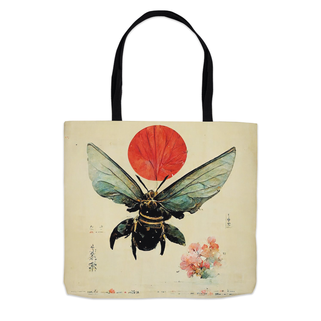 Vintage Japanese Bee with Sun Tote Bag Shopping Totes bee tote bag gift for bee lover gifts original art tote bag totes Vintage Japanese Bee with Sun zero waste bag