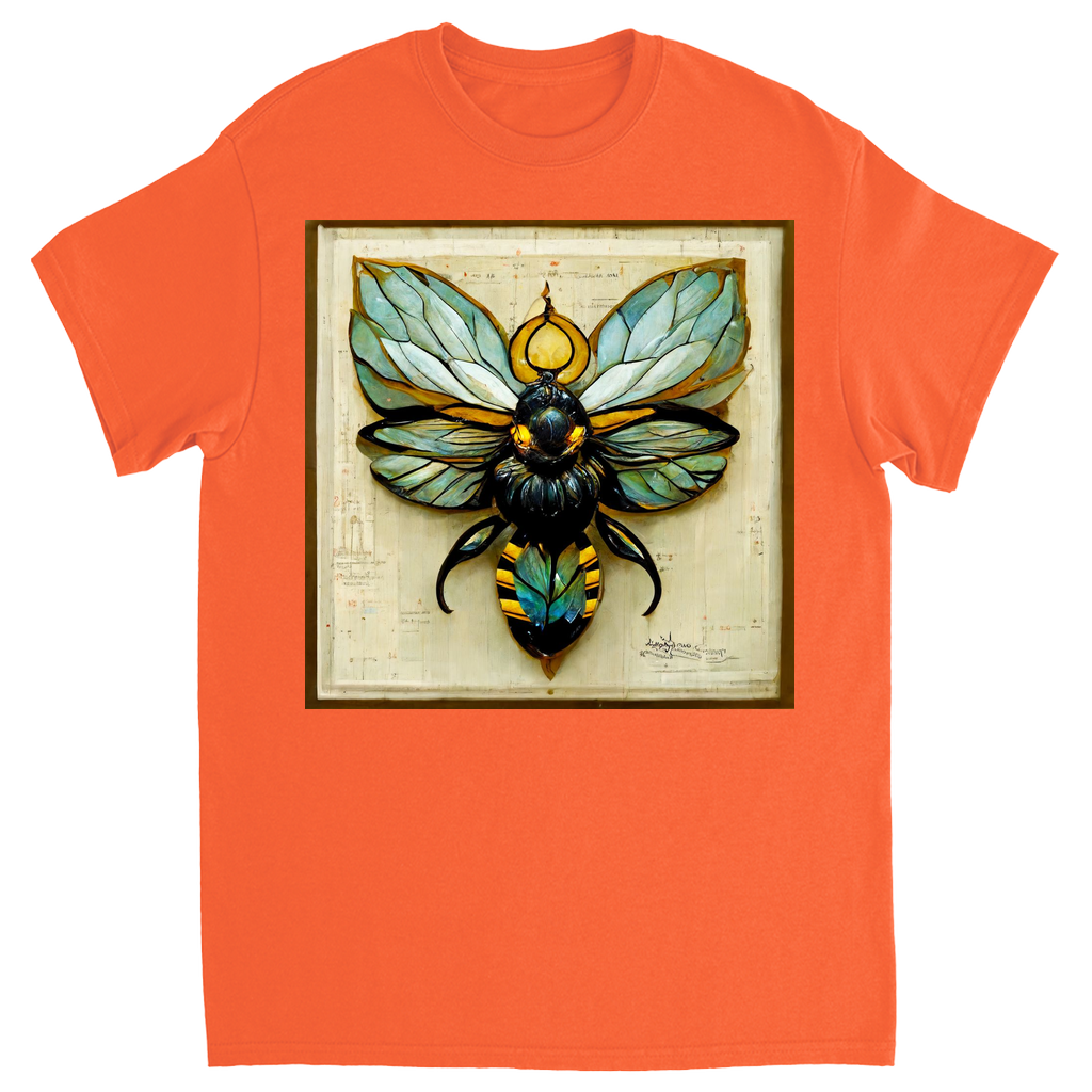 Paper Art Nouveau Bee Unisex Adult T-Shirt Orange Shirts & Tops apparel Paper Art Nouveau Bee