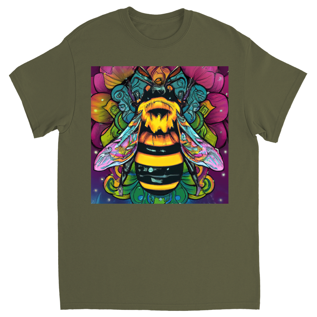Psychic Bee Unisex Adult T-Shirt Military Green Shirts & Tops apparel Psychic Bee