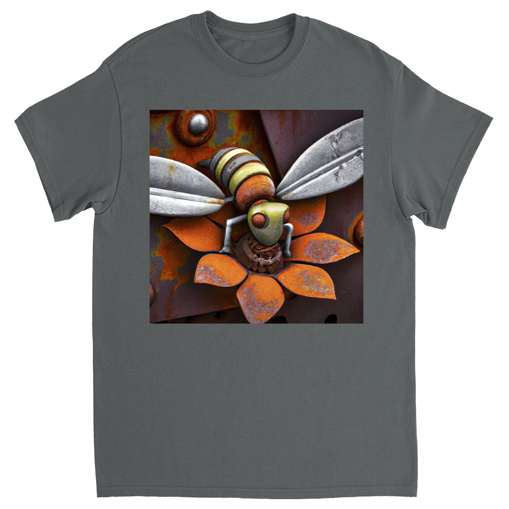 Rusted Bee 14 Unisex Adult T-Shirt Charcoal Shirts & Tops apparel Rusted Metal Bee 14