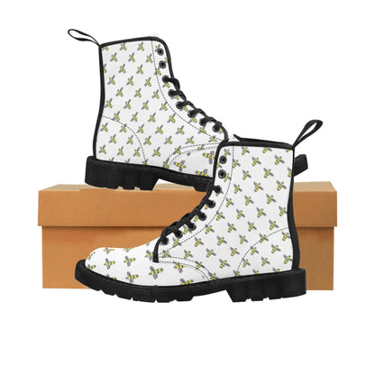 Graphic Bee Women's Canvas Boots Black Shoes Bee boots combat boots fun womens boots original art boots Shoes unique womens boots vegan boots vegan combat boots womens boots womens fashion boots