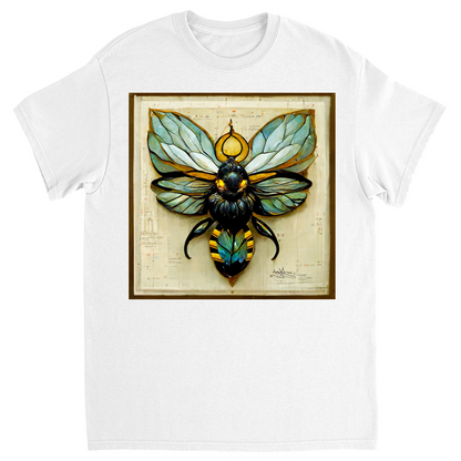 Paper Art Nouveau Bee Unisex Adult T-Shirt White Shirts & Tops apparel Paper Art Nouveau Bee