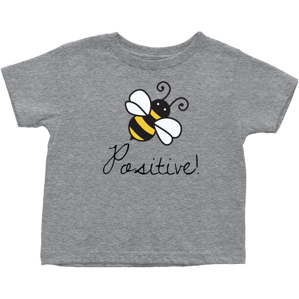 Bee Positive Toddler T-Shirt Heather Grey Baby & Toddler Tops apparel