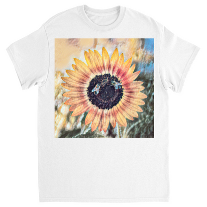 Painted 2 Sunflower Bees T-Shirt White Shirts & Tops apparel