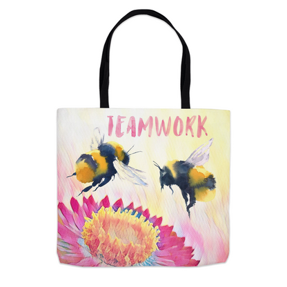 Cheerful Bees Teamwork Tote Bag 13x13 inch Shopping Totes bee tote bag gift for bee lover gifts original art tote bag totes zero waste bag