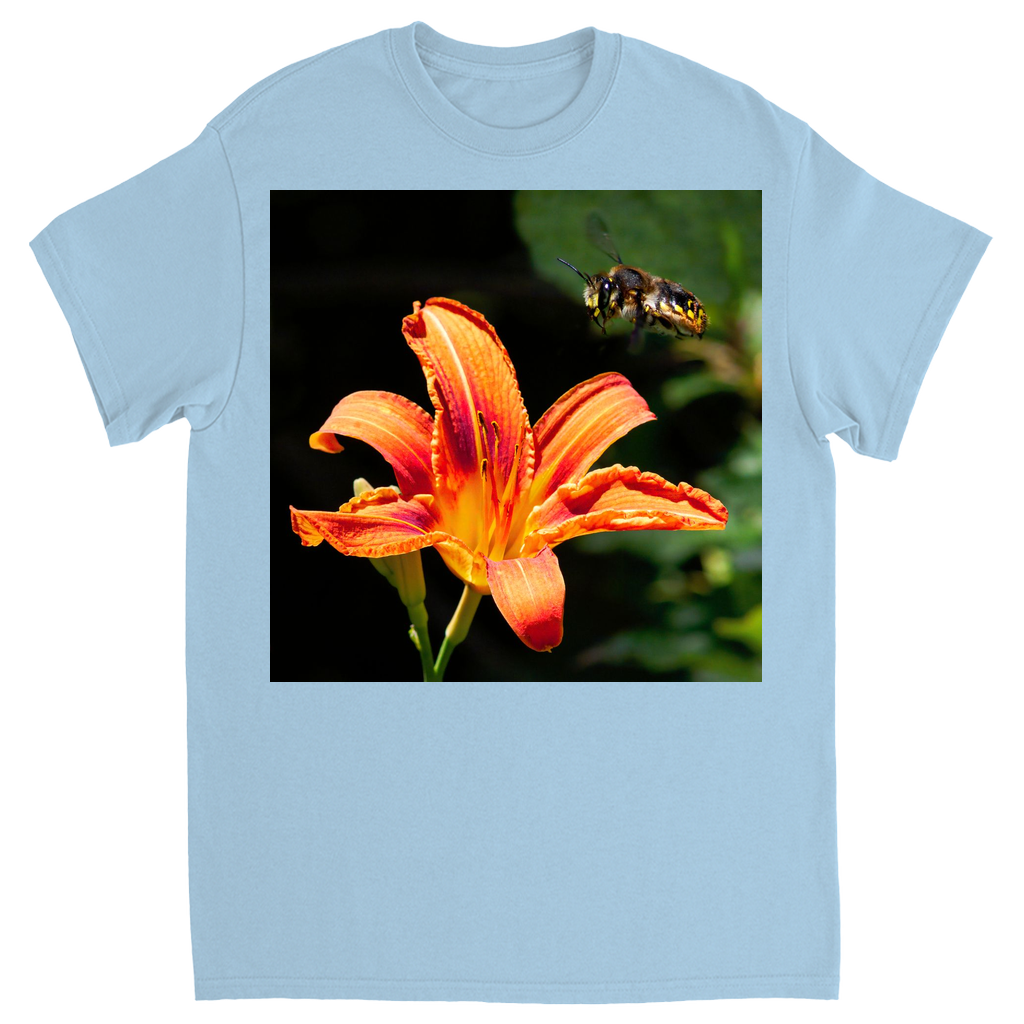 Orange Crush Bee Unisex Adult T-Shirt Light Blue Shirts & Tops apparel