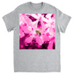 Bee with Glowing Pink Flowers Unisex Adult T-Shirt Sport Grey Shirts & Tops apparel