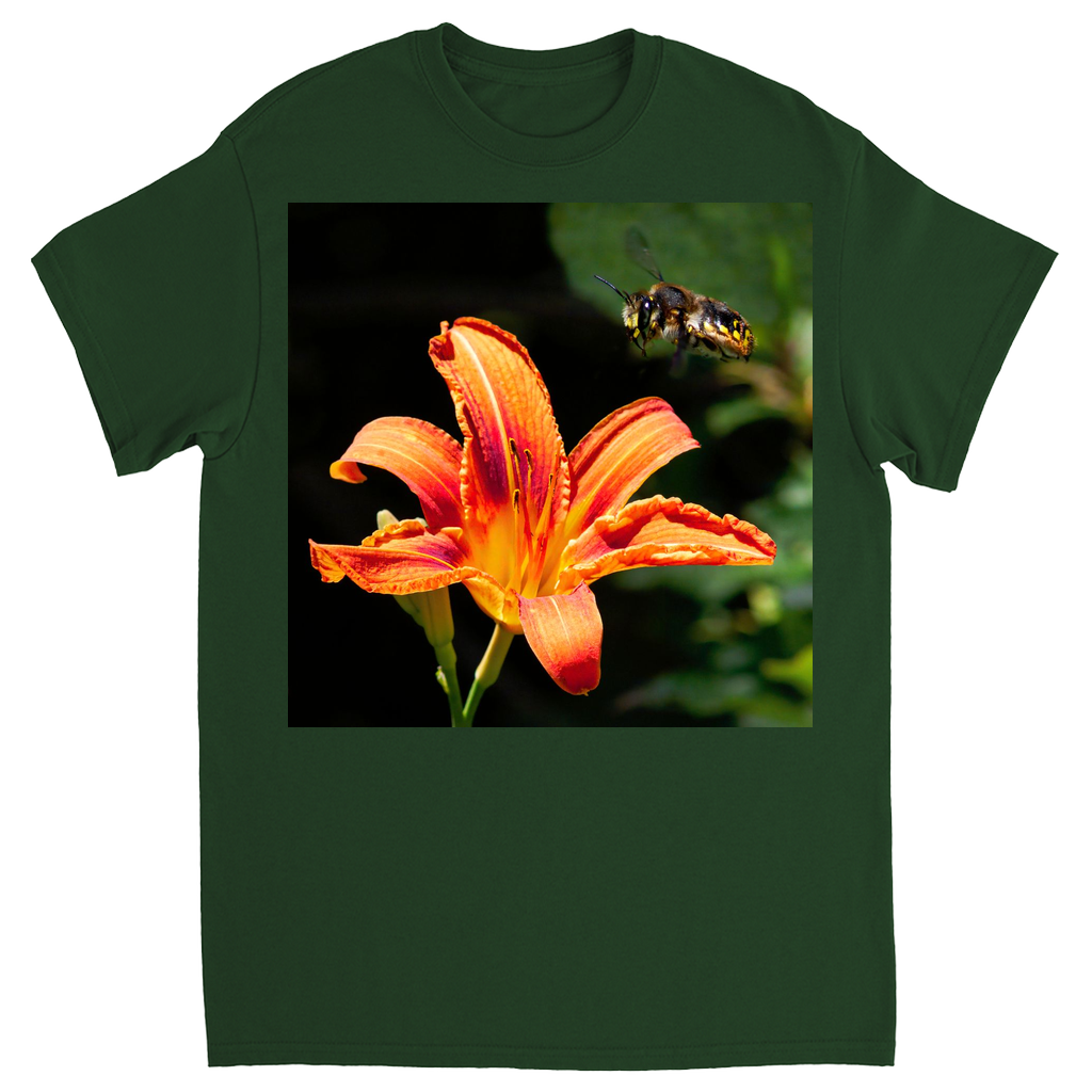 Orange Crush Bee Unisex Adult T-Shirt Forest Green Shirts & Tops apparel