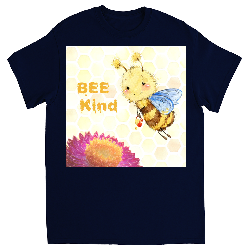 Pastel Bee Kind Unisex Adult T-Shirt Navy Blue Shirts & Tops apparel