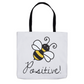 Bee Positive Tote Bag 16x16 inch Shopping Totes bee tote bag gift for bee lover gifts original art tote bag totes zero waste bag