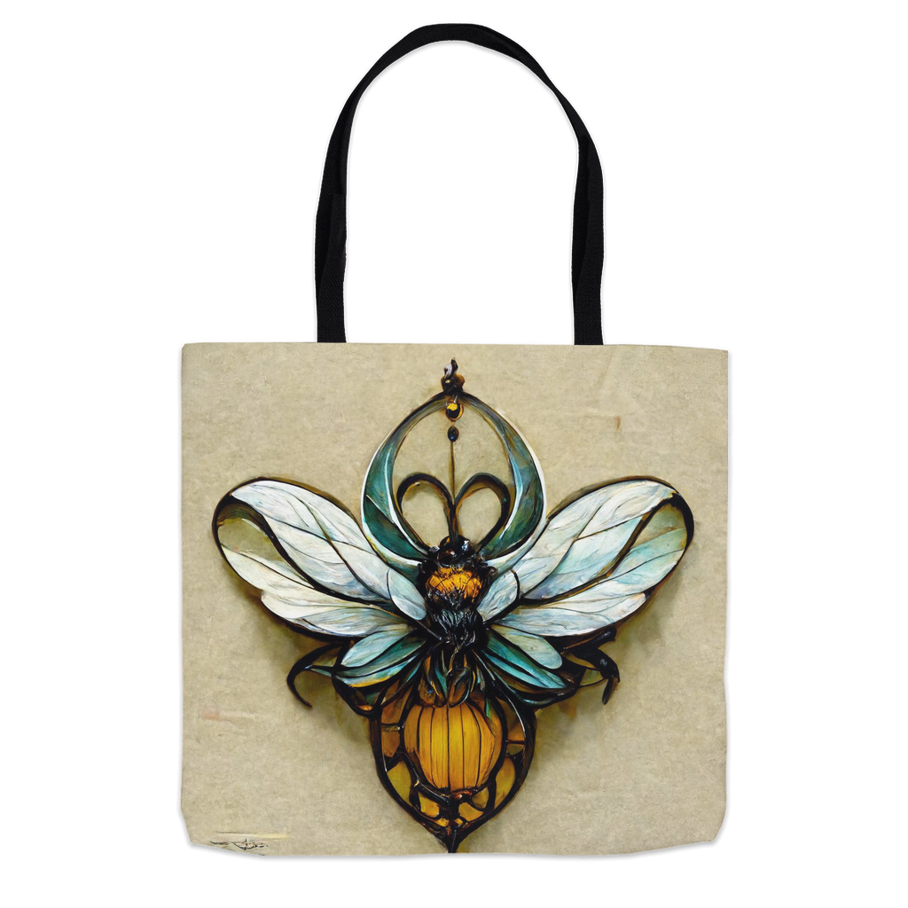 Blue Art Nouveau Bee Tote Bag 16x16 inch Shopping Totes bee tote bag Blue Art Nouveau Bee gift for bee lover gifts original art tote bag totes zero waste bag
