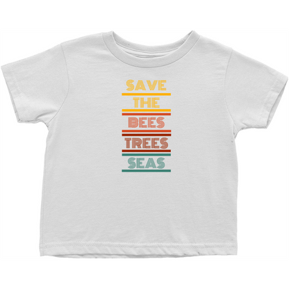 Vintage 70s Save the Bees Trees Seas Toddler T-Shirt White Baby & Toddler Tops apparel