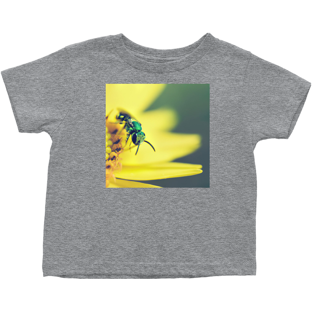 Green Bee Yellow Flower Toddler T-Shirt Heather Grey Baby & Toddler Tops apparel Green Bee Yellow Flower