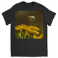 Golden Bee Hovering Over Flower Unisex Adult T-Shirt Black Shirts & Tops