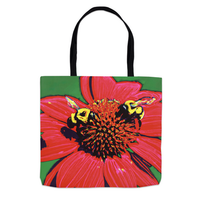 Red Sun Bees Tote Bag 13x13 inch Shopping Totes bee tote bag gift for bee lover original art tote bag Red Sun Bees totes zero waste bag