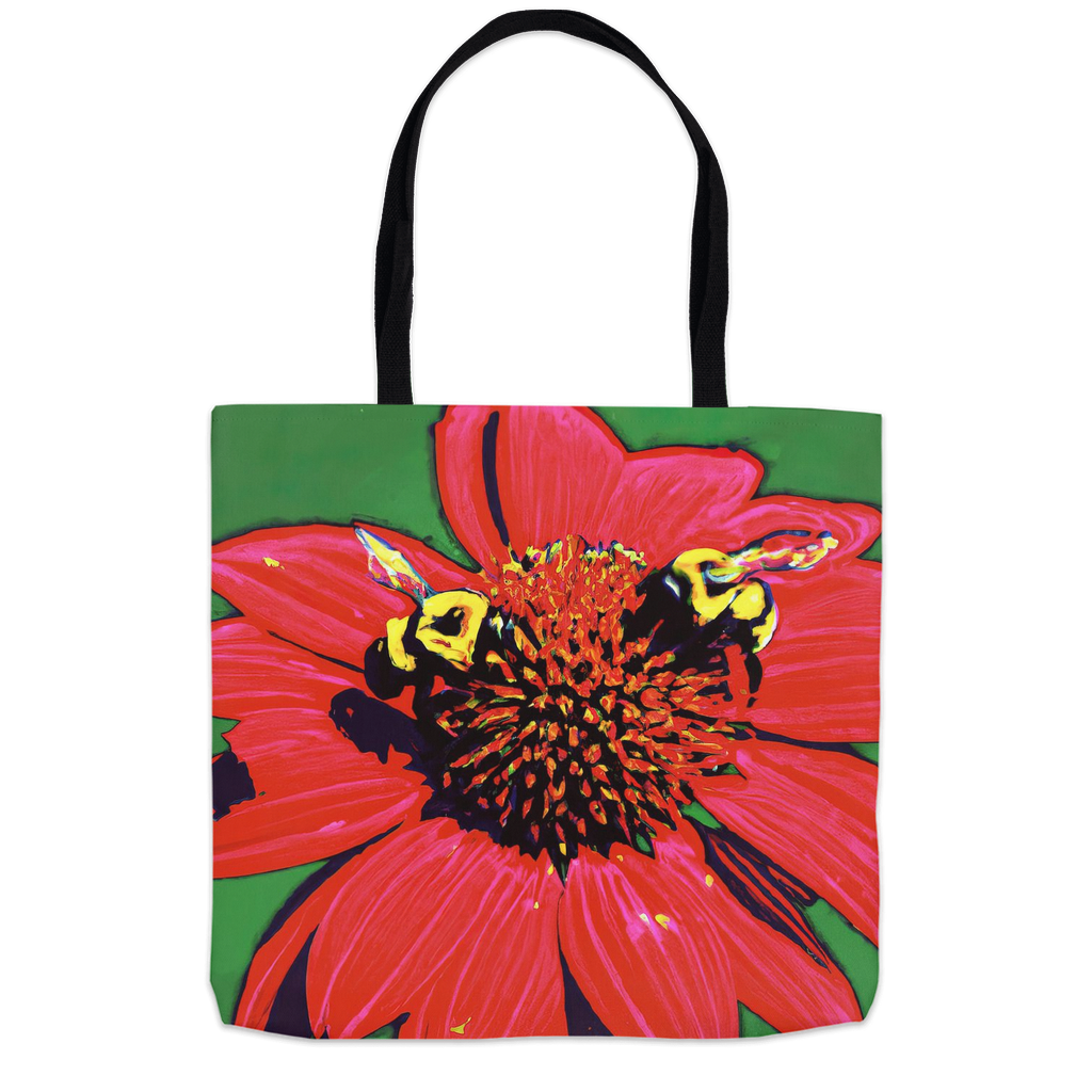 Red Sun Bees Tote Bag 18x18 inch Shopping Totes bee tote bag gift for bee lover original art tote bag Red Sun Bees totes zero waste bag