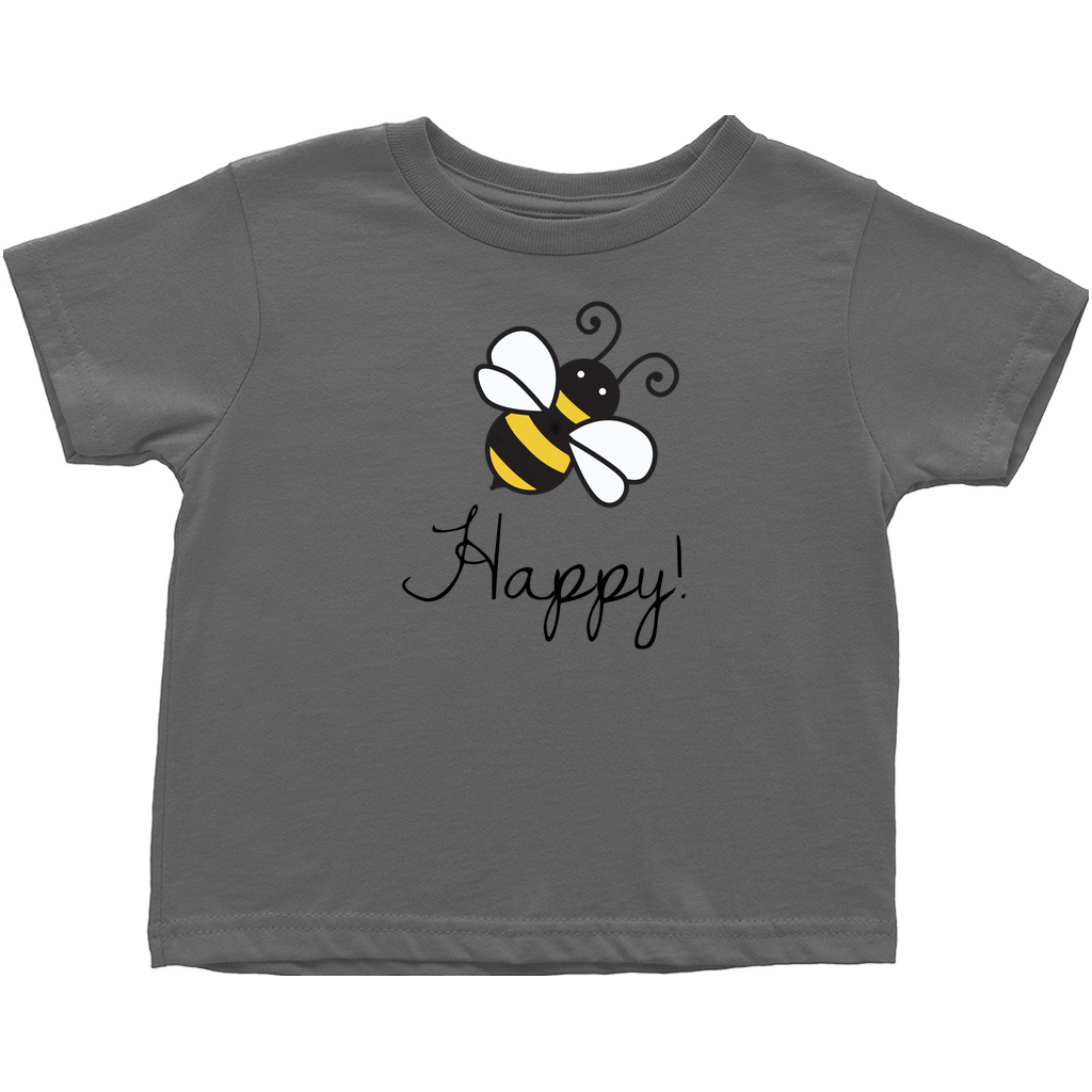 Bee Happy Toddler T-Shirt Charcoal Baby & Toddler Tops apparel