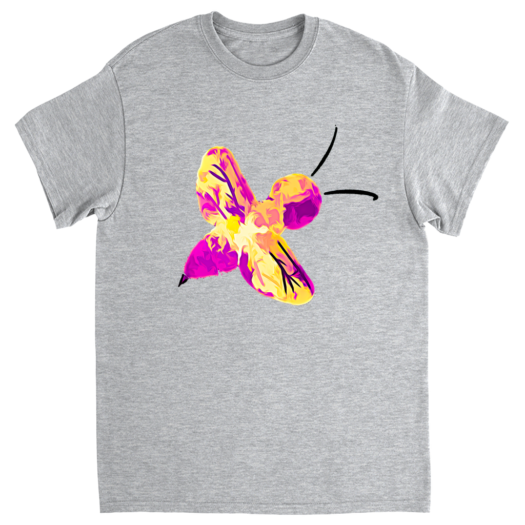 Abstract Pink and Yellow Bee Unisex Adult T-Shirt Sport Grey Shirts & Tops apparel
