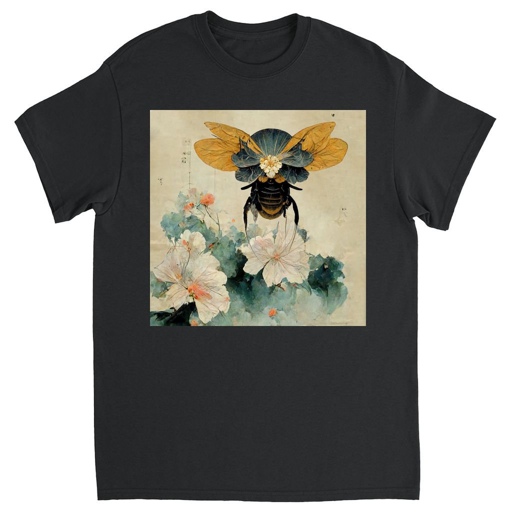 Vintage Japanese Paper Flying Bee Unisex Adult T-Shirt Black Shirts & Tops apparel Vintage Japanese Paper Flying Bee
