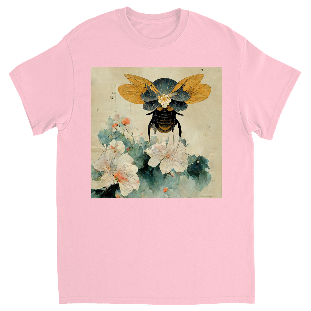 Vintage Japanese Paper Flying Bee Unisex Adult T-Shirt Light Pink Shirts & Tops apparel Vintage Japanese Paper Flying Bee