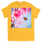 Bee with Hot Pink Flower Unisex Adult T-Shirt Gold Shirts & Tops apparel art