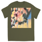Watercolor Bee with Flower Unisex Adult T-Shirt Military Green Shirts & Tops apparel