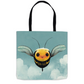 Happy Blue Cartoon Bee Tote Bag Shopping Totes bee tote bag gift for bee lover gifts Happy Blue Cartoon Bee original art tote bag totes zero waste bag
