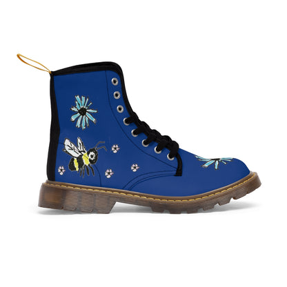 Scratch Drawn Bee Women's Canvas Boots Brown Shoes Bee boots Blue boots combat boots fun womens boots original art boots Scratch Drawn Bee Shoes unique womens boots vegan boots vegan combat boots womens boots womens fashion boots