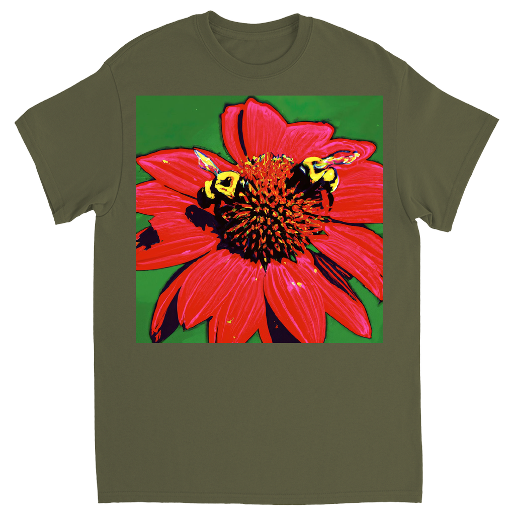 Red Sun Bees T-Shirt Military Green Shirts & Tops apparel Red Sun Bees