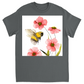 Classic Watercolor Bee with Pink Flowers Unisex Adult T-Shirt Charcoal Shirts & Tops apparel