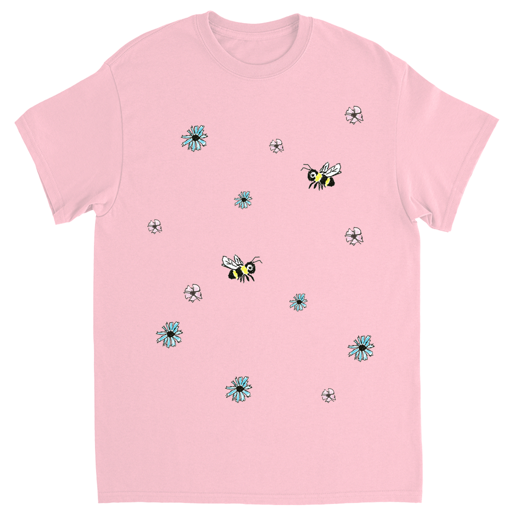 Scratch Drawn Bee Unisex Adult T-Shirt Light Pink Shirts & Tops apparel Scratch Drawn Bee