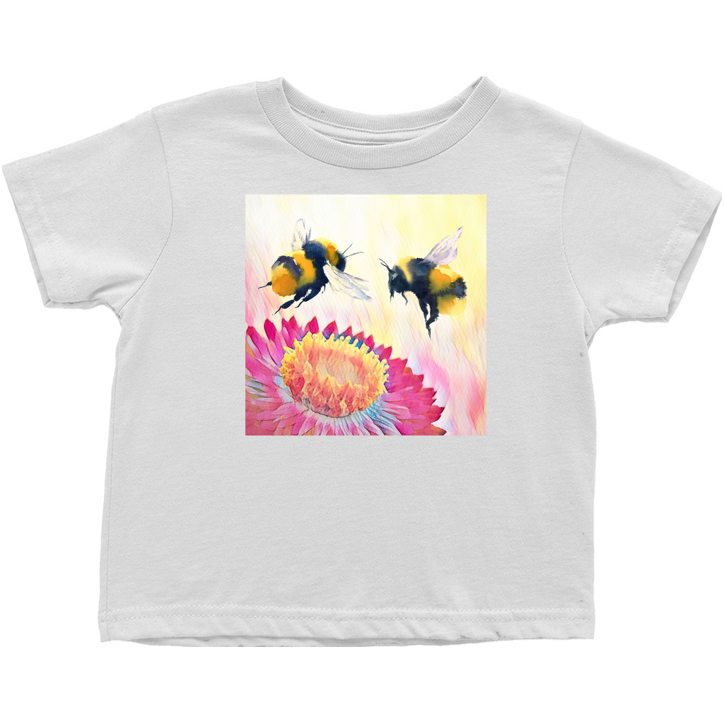 Cheerful Bees Toddler T-Shirt White Baby & Toddler Tops apparel