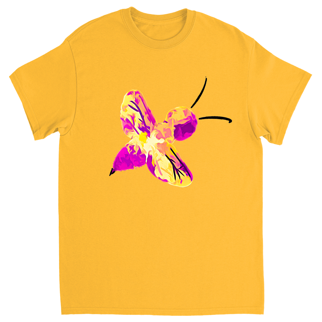 Abstract Pink and Yellow Bee Unisex Adult T-Shirt Gold Shirts & Tops apparel
