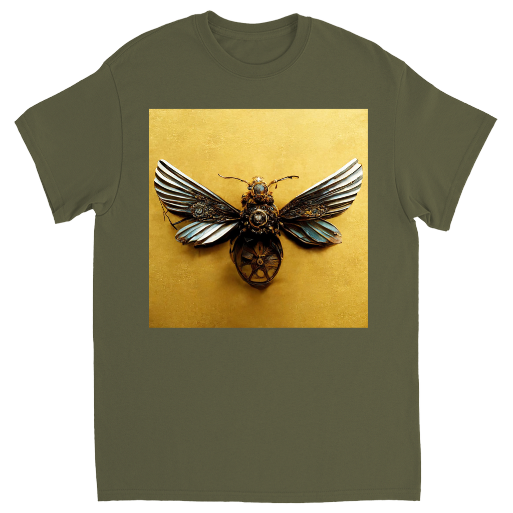 Vintage Metal Bee Unisex Adult T-Shirt Military Green Shirts & Tops apparel Steampunk Jewelry Bee