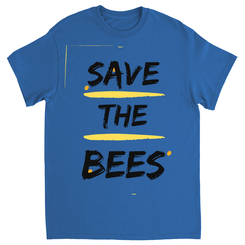Save the Bees Outlined Unisex Adult T-Shirt Royal Shirts & Tops