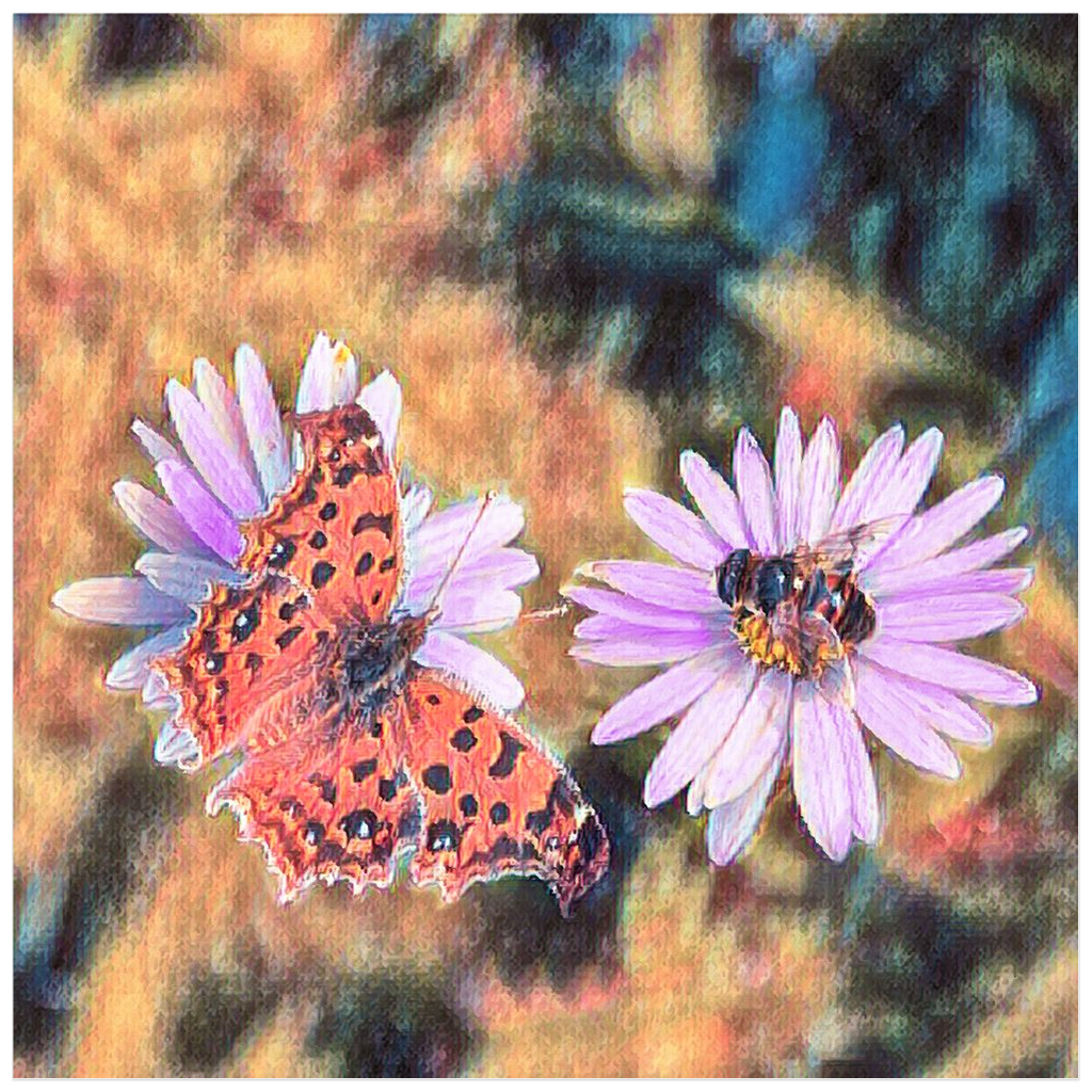Vintage Butterfly & Bee on Purple Flower Poster 20x20 inch Posters, Prints, & Visual Artwork Poster Prints