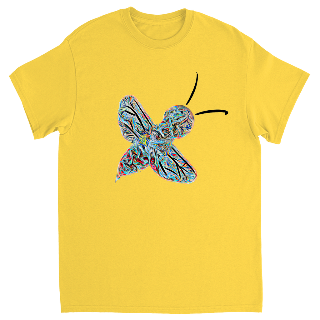 Abstract Twirly Blue Bee Unisex Adult T-Shirt Daisy Shirts & Tops apparel
