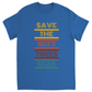 Vintage 70s Save the Bees Trees Seas Unisex Adult T-Shirt Royal Shirts & Tops