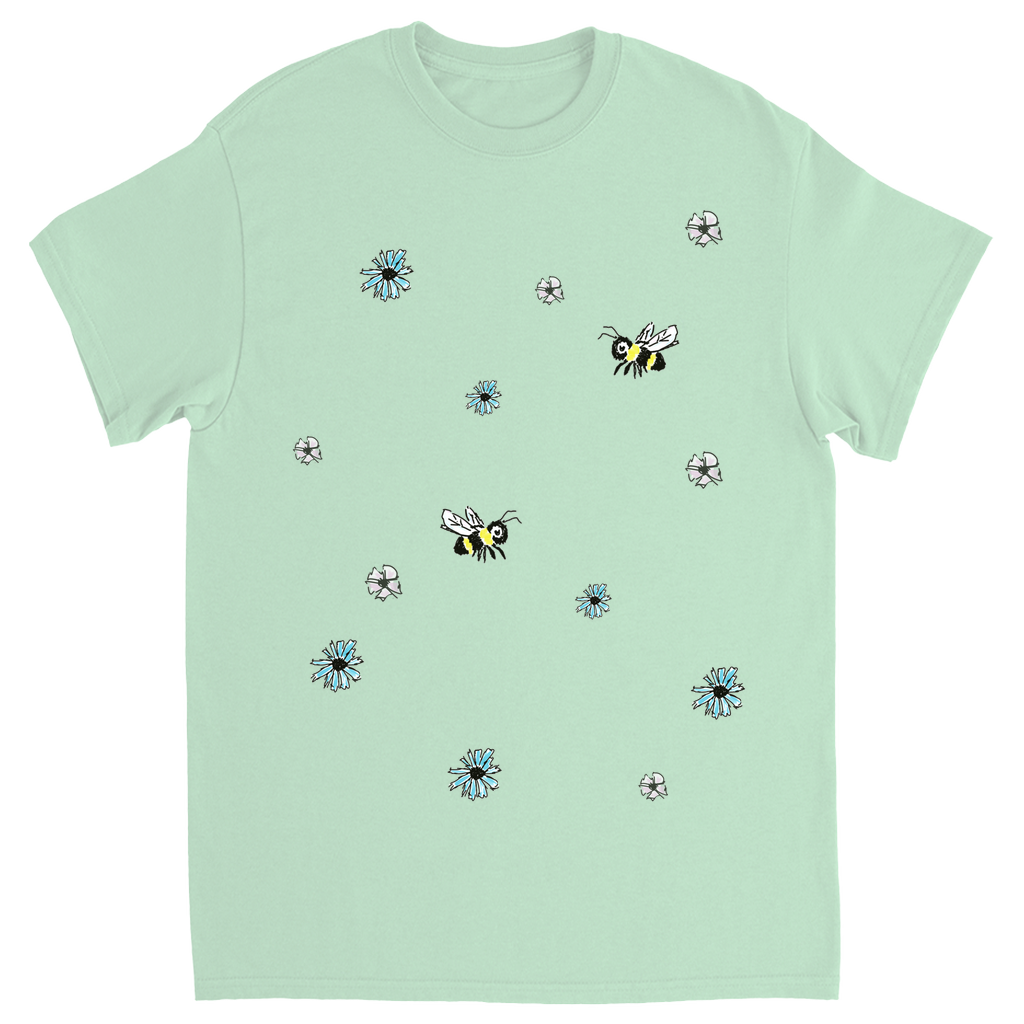 Scratch Drawn Bee Unisex Adult T-Shirt Mint Shirts & Tops apparel Scratch Drawn Bee