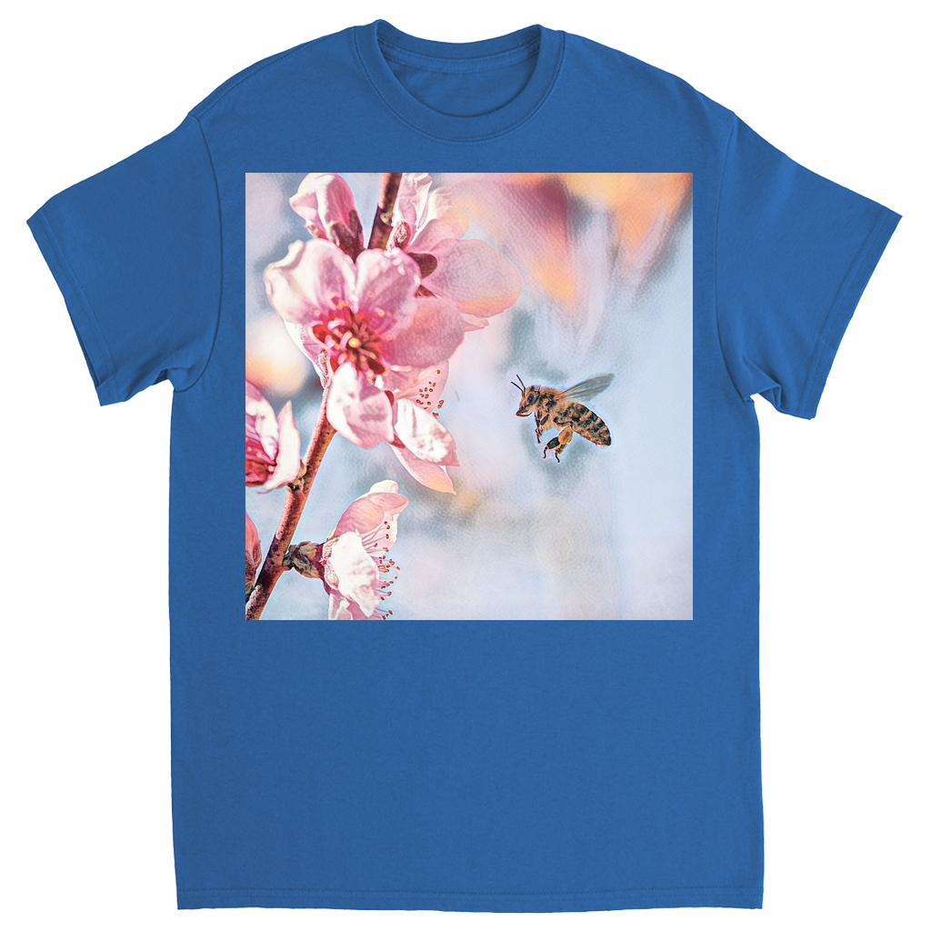 Water Color Bee with Flower Unisex Adult T-Shirt Royal Shirts & Tops apparel