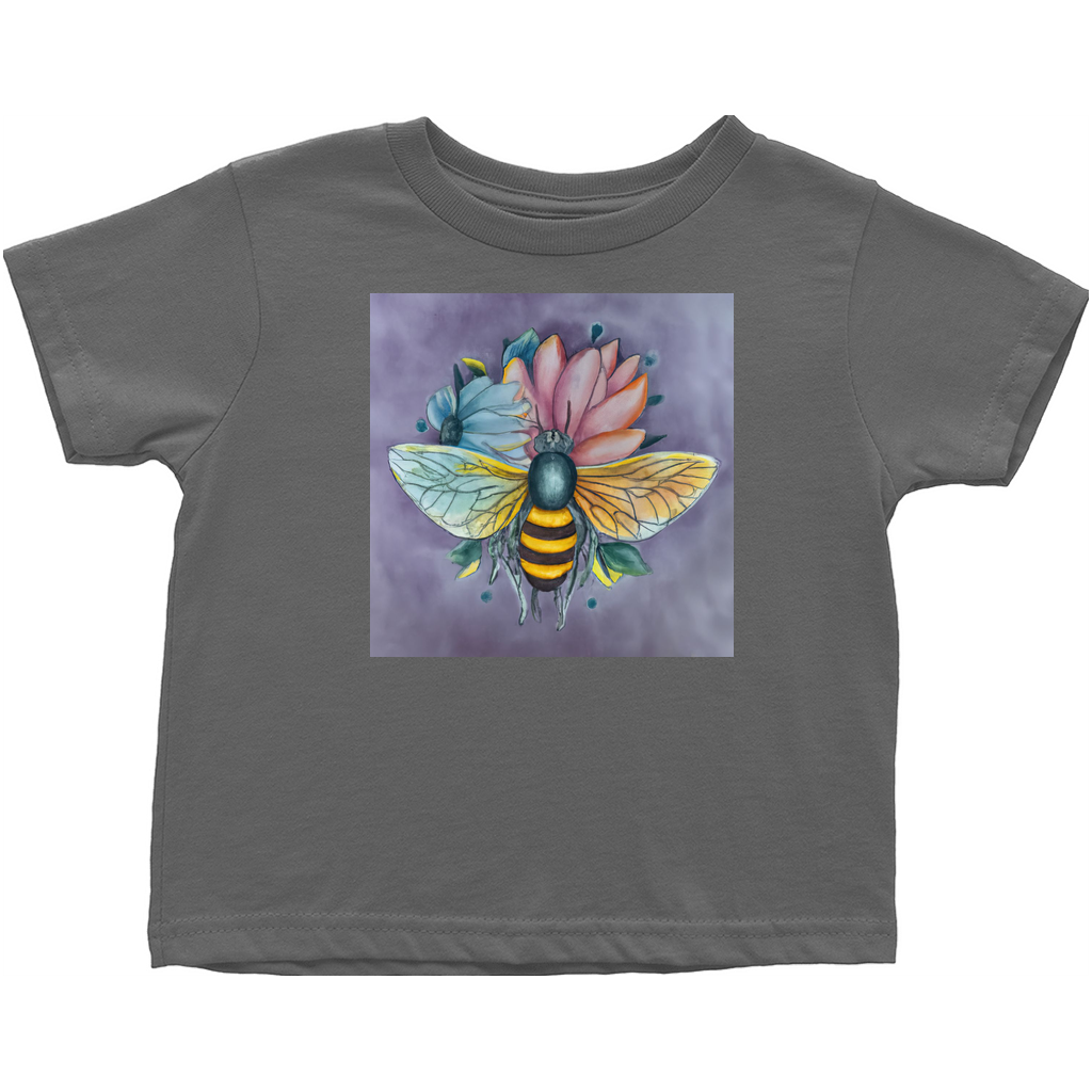 Pastel Dreams Bee Toddler T-Shirt Charcoal Baby & Toddler Tops apparel Pastel Dreams Bee