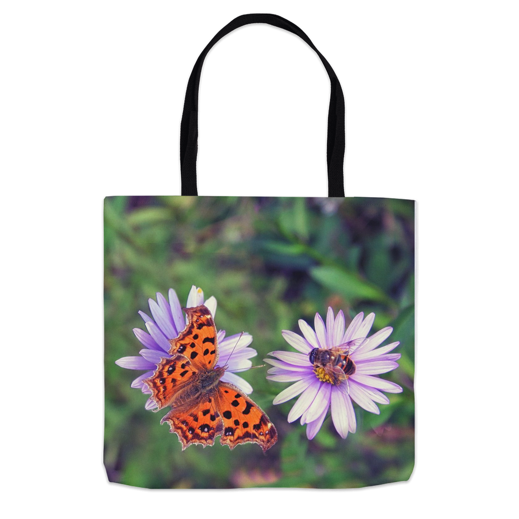 Butterfly & Bee on Purple Flower Tote Bag Shopping Totes bee tote bag gift for bee lover gifts original art tote bag totes zero waste bag