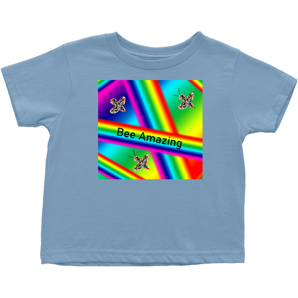 Bee Amazing Rainbow Toddler T-Shirt Light Blue Baby & Toddler Tops apparel
