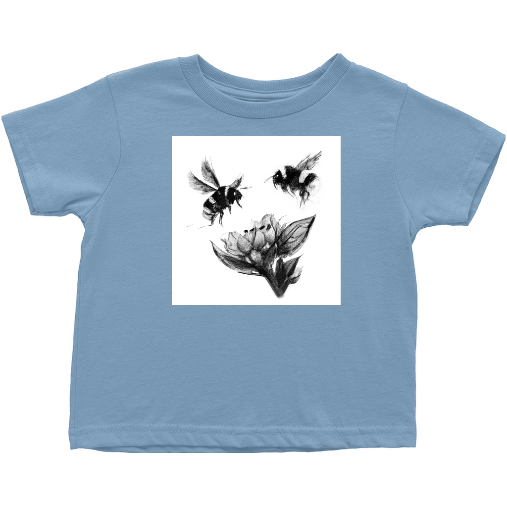 Ink Wash Bumble Bees Toddler T-Shirt Light Blue Baby & Toddler Tops apparel Ink Wash Bumble Bees