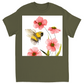 Classic Watercolor Bee with Pink Flowers Unisex Adult T-Shirt Military Green Shirts & Tops apparel
