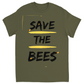 Save the Bees Outlined Unisex Adult T-Shirt Military Green Shirts & Tops