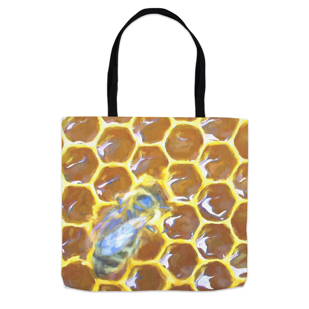 Bee on Honeycomb Tote Bag 16x16 inch Shopping Totes bee tote bag gift for bee lover original art tote bag totes zero waste bag