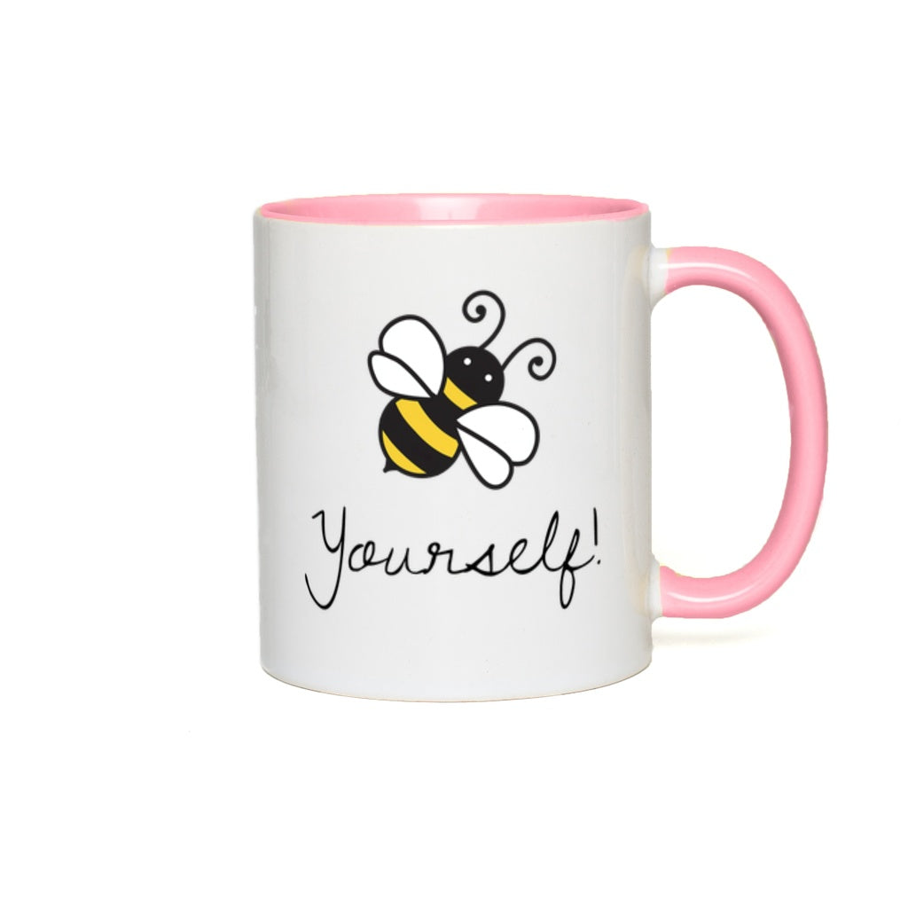 Bee Yourself Accent Mug 11 oz White with Pink Accents Coffee & Tea Cups gifts