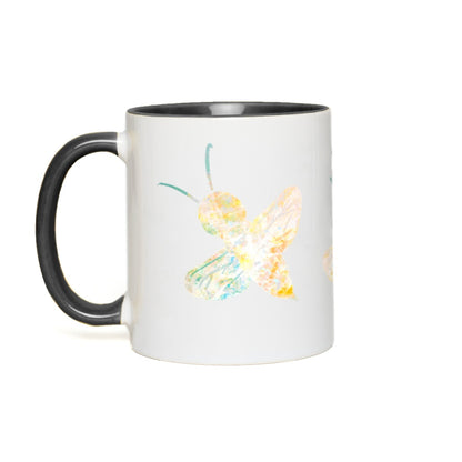 Abstract Sherbet Bee Accent Mug 11 oz White with Black Accents Coffee & Tea Cups gifts